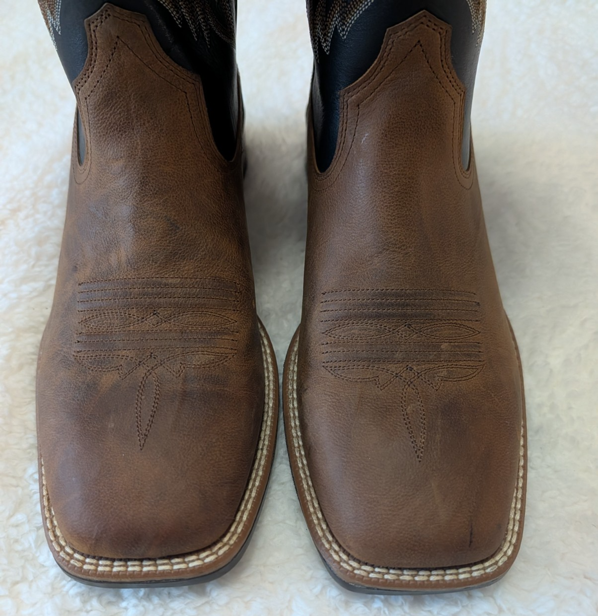 Ariat Drover Ultra Western Boots Mens 10D Brown Black Leather Square ...