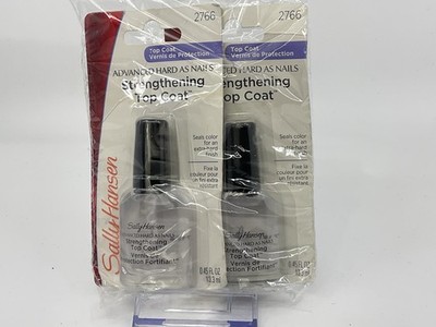 Sally Hansen Hard As Nails Strengthening Top Coat 13ml Polish, 2 PACK