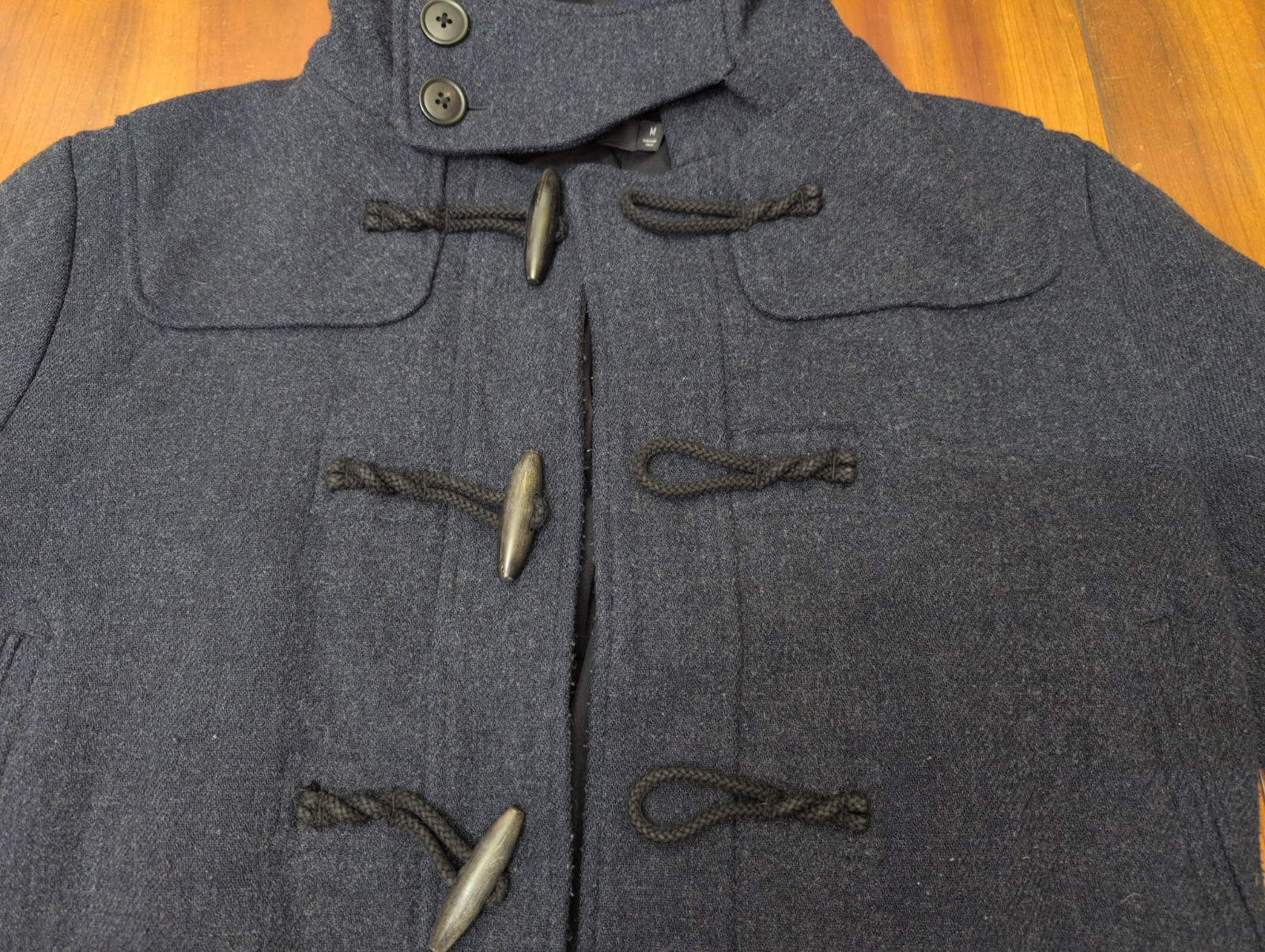 UNIQLO +J Wool Duffle Coat Gray/Dark Navy M Jil Sander Collab Toggle Closure image 5