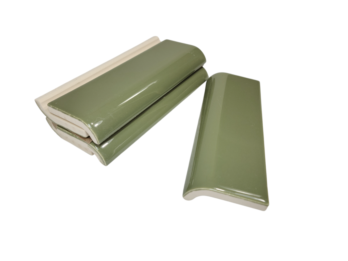 ラテもか様 Avocado Green Ceramic Tile Bullnose Mudcap Subway Mud Cap Curved