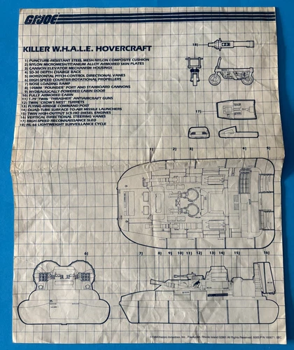 GI.JOE HASBRO 1984 KILLER WHALE HOVERCRAFT INSTRUCTION SHEET