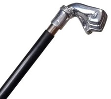 Wooden Walking Cane with Silver Brass Fist Handle Handmade Vintage Walking Stick