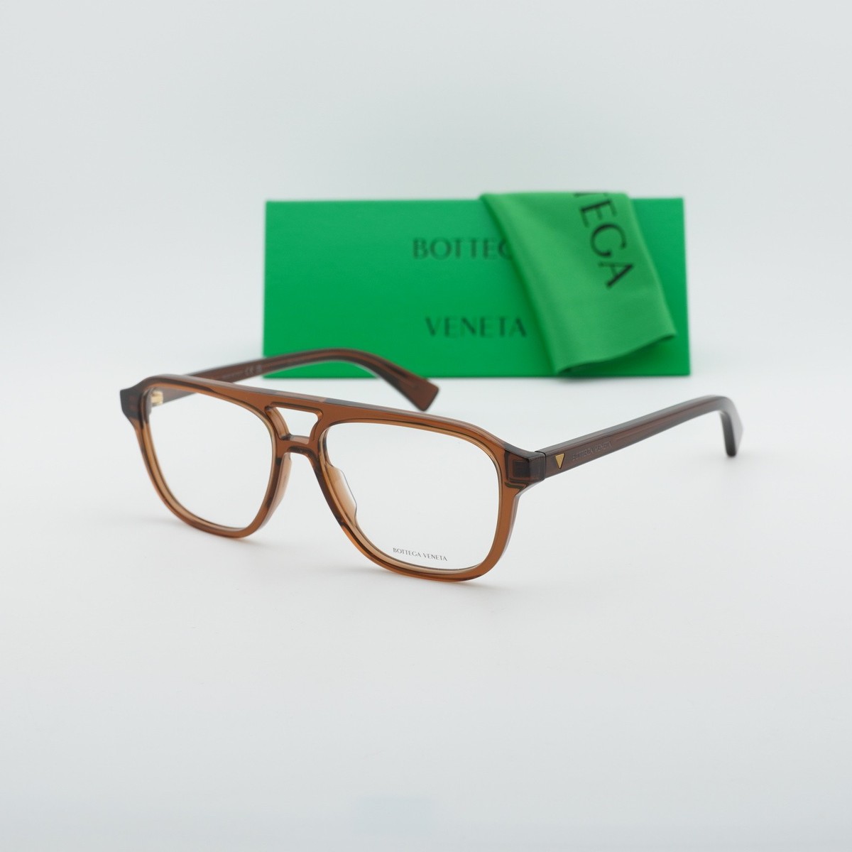 Bottega Veneta BV1294O 005 Shiny Brown 56mm Eyeglasses New