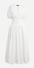 NWT J. Crew Provence Smocked Waist Midi Dress in Eyelet - White - Size Small