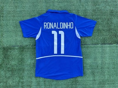 Ronaldinho #11 Brazil 2002-04 WC Away Retro Soccer Jersey Football