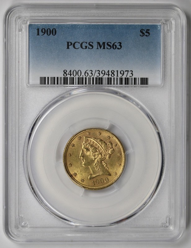 1900 Liberty Head Half Eagle Gold $5 MS 63 PCGS