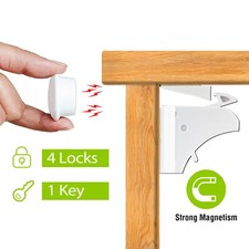  New 4Pcs Magnetic Cabinet Locks Child Safety Drawer Locks Adhesive Baby Proof C