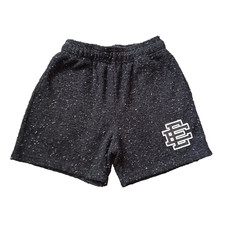 Eric Emanuel Shorts Mens Medium Boucle Black Logo Cotton Drawstring Authentic