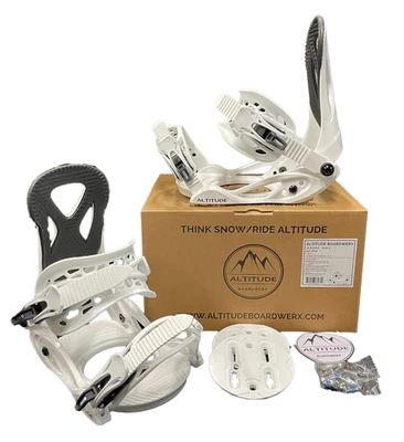 JR KIDS' ALTITUDE “JR RIPPER” SNOWBOARD BINDINGS (WHITE) BOOT SIZES: 3-6