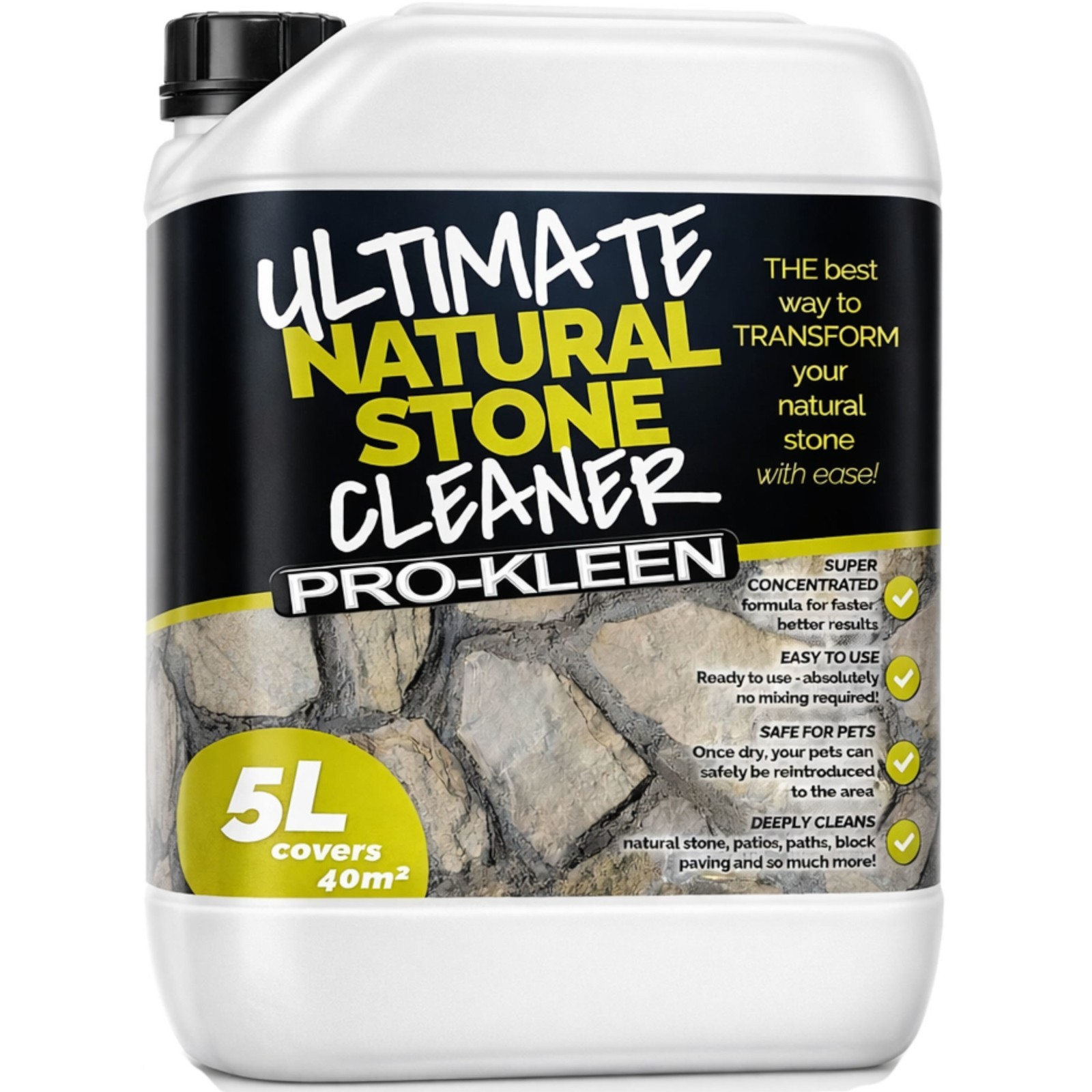 ProKleen Ultimate Stone Cleaner Removes Black Spot Dirt Path Patio Paving 5L
