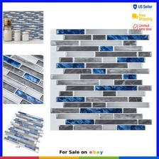 Peel and Stick Backsplash Tile 12x12 Inch 10 Pack Blue Marble Vinyl Kitchen
