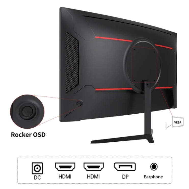 KTC H24S17 24" FHD 165Hz/180Hz 1080P Frameless Computer Curved Gaming Monitor