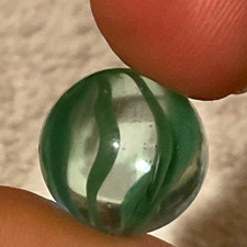 Stunning Swirl Glass Toy Marble, Green Swirl, 15.6mm, Machine Made, 17 
