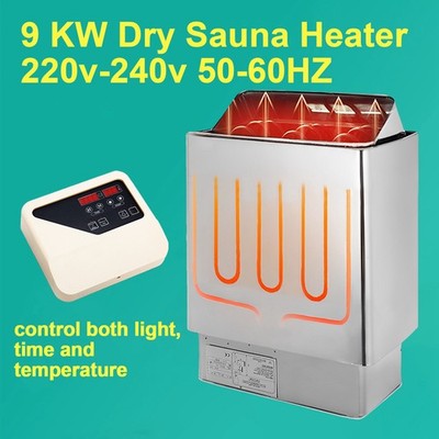 6/9KW Premium Dry Sauna Heater - 304 SS, Digital Display, 9-13mm³ Sauna Rooms