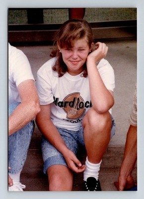 Vintage 1980s 1990s Girl Hard Rock Cafe Seoul Snapshot Color Photo Teen
