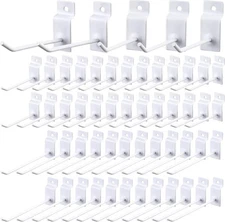 Moxweyeni 50 Packs Slatwall Hooks 4 Inch 6 Accessories White 