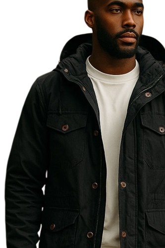 fred perry men’s padded Duffle coat jacket size large Navy Exc - Picture 6 of 6