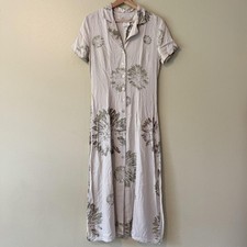 JM Studio Floral Button-Front Maxi Shirt Dress S
