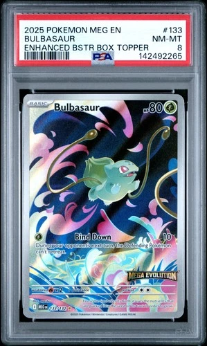 2025 POKEMON MEG EN-MEGA EVOLUTION ENHANCED BOOSTER BOX TOPPER BULBASAUR PSA 8