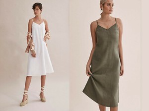 linen midi slip dress