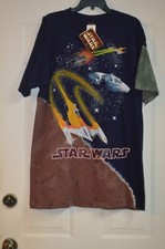 VTG NWT NEW STAR WARS EPISODE 1 NABOO FIGHTER AOP ALL OVER PRINT TIE DYE SHIRT L