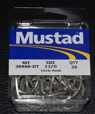 25 Mustad 39960DT Duratin Size 12/0 Circle Hooks 2X Strong Saltwater 39960DT-120