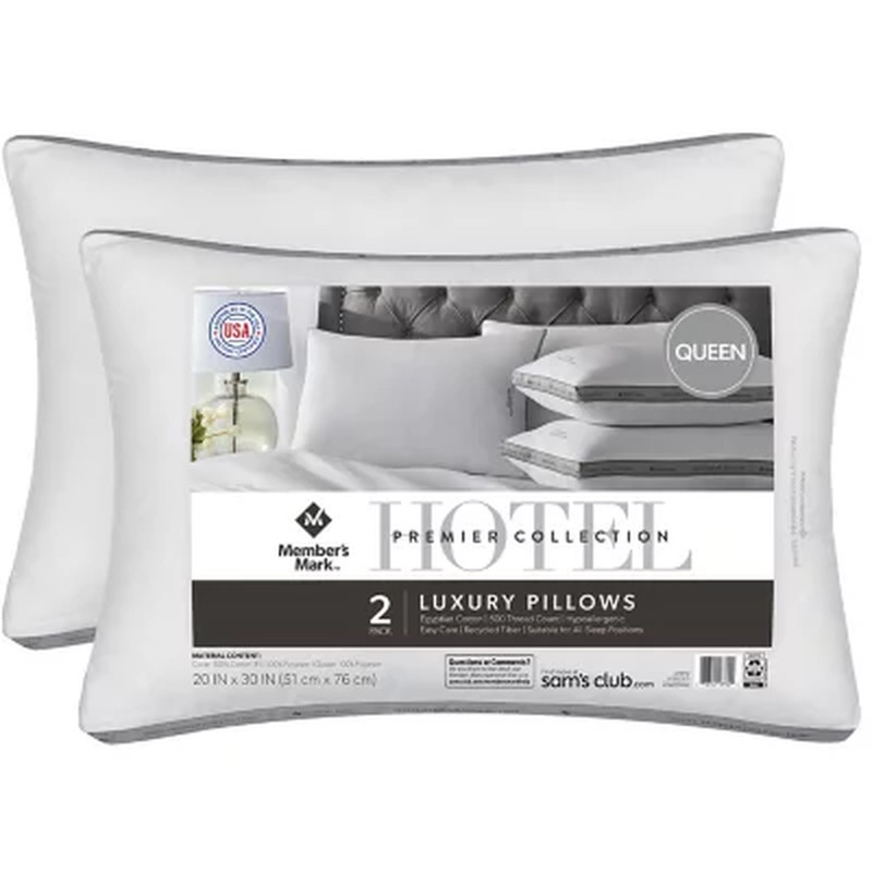 Member'S Mark Hotel Premier Collection Bed Pillows, 2 Pack (Assorted