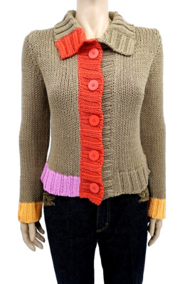Beautiful OUI SWEATER Beige Button Down Cardigan Size EUR 36 M