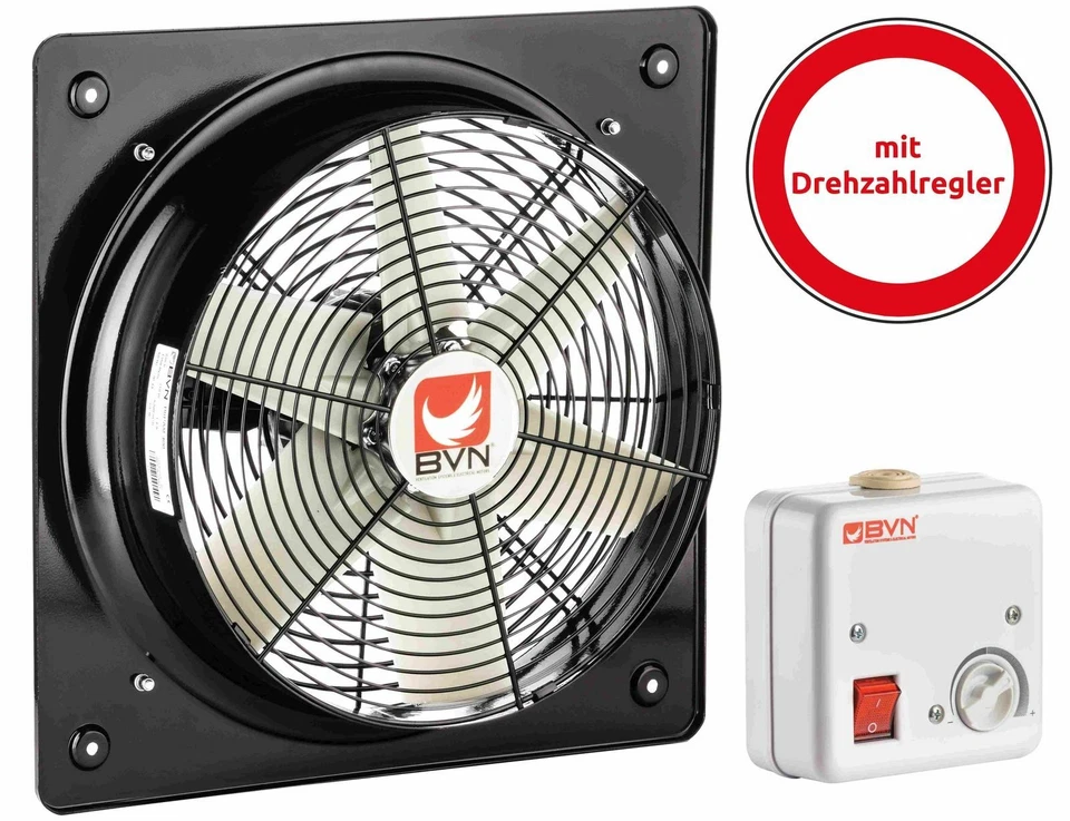 BNG Axiallüfter Ventilator Industrie Metall Wand Lüfter Ø500 7200m³/h+Drehzahlregler