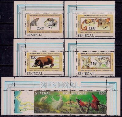 Senegal 1987 National Park Pig Wild cats Leopards Panthera Egret