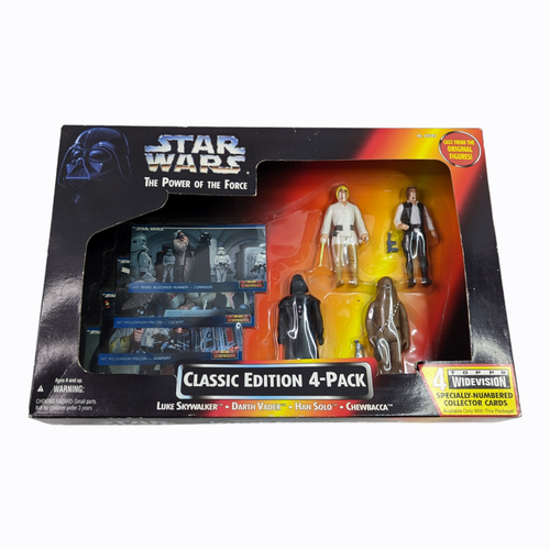 Star Wars Toys R Us Exclusive – Power Of The Force Classic Edition 4 Pack: Darth Vader, Luke, Han Solo E Chewbacca Con Carte Topps - 2