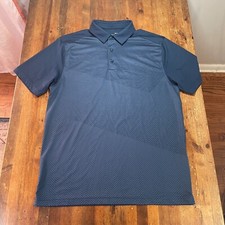 Under Armour Polo Shirt Mens Medium Blue Striped HeatGear Performance Golf