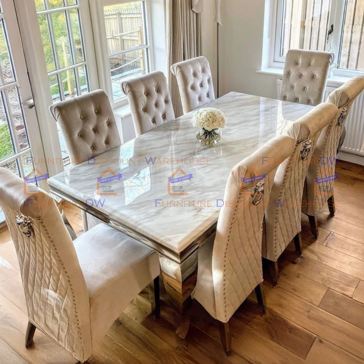 Table Set Set Of Dining Chairs For Sale 180cm Louis White Marble