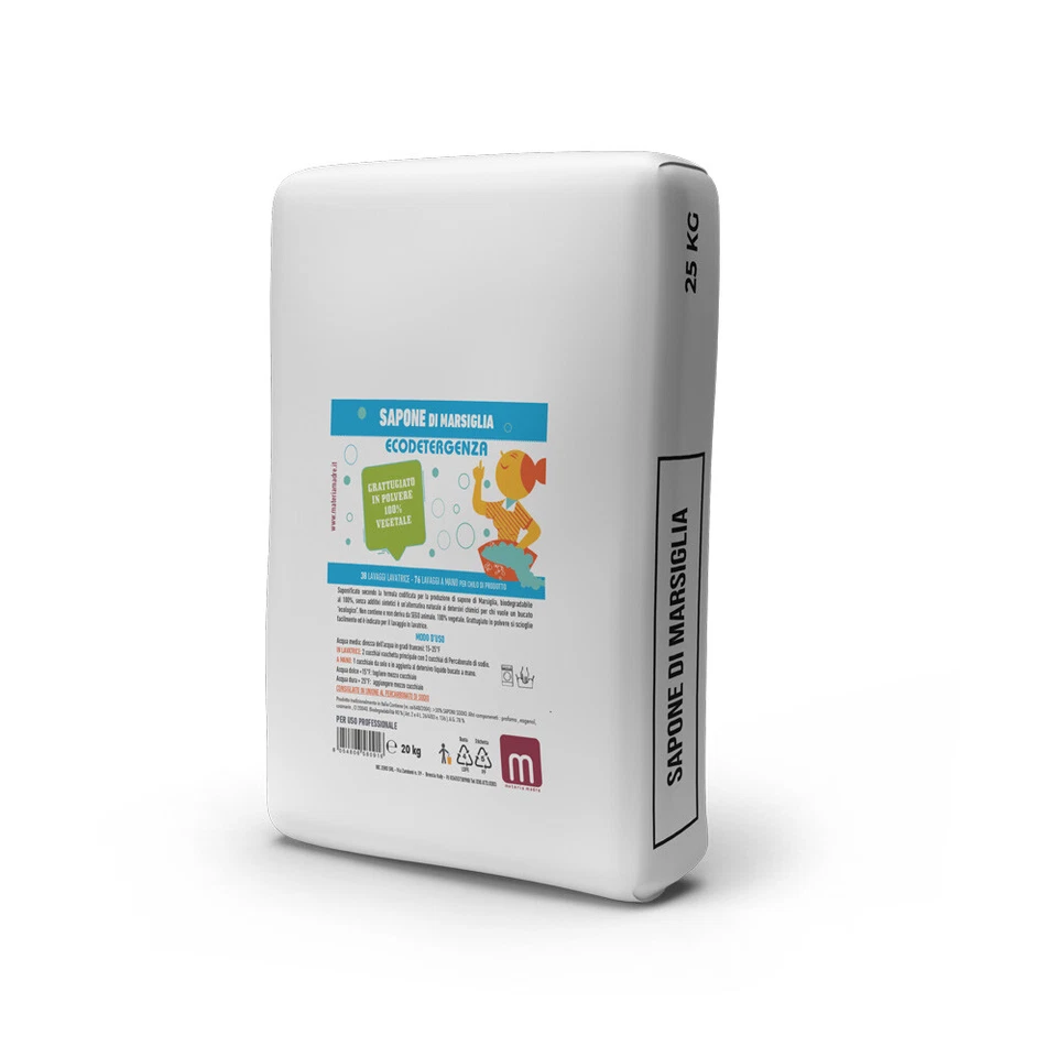 MATERIAMADRE SAPONE DI MARSIGLIA 100% VEGETALE GRATTUGIATO IN POLVERE - SACCO 20 KG