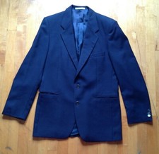 Yves Saint Laurent Men's 29" Short Blazer Navy Blue Two Button 100 Wool