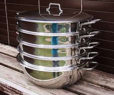 Stainless Steel 4-Tier Dumpling Steamer - Mantova Oriental Dumplings 28 or 30 cm