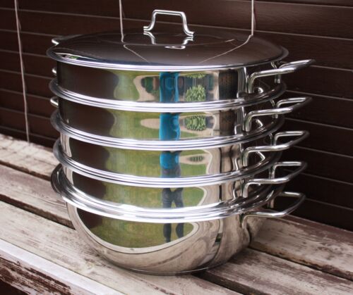 Stainless Steel 4 Levels Steamer Oriental Dumplings Uzbek Mantovarka 28 or 30 cm - Picture 1 of 10