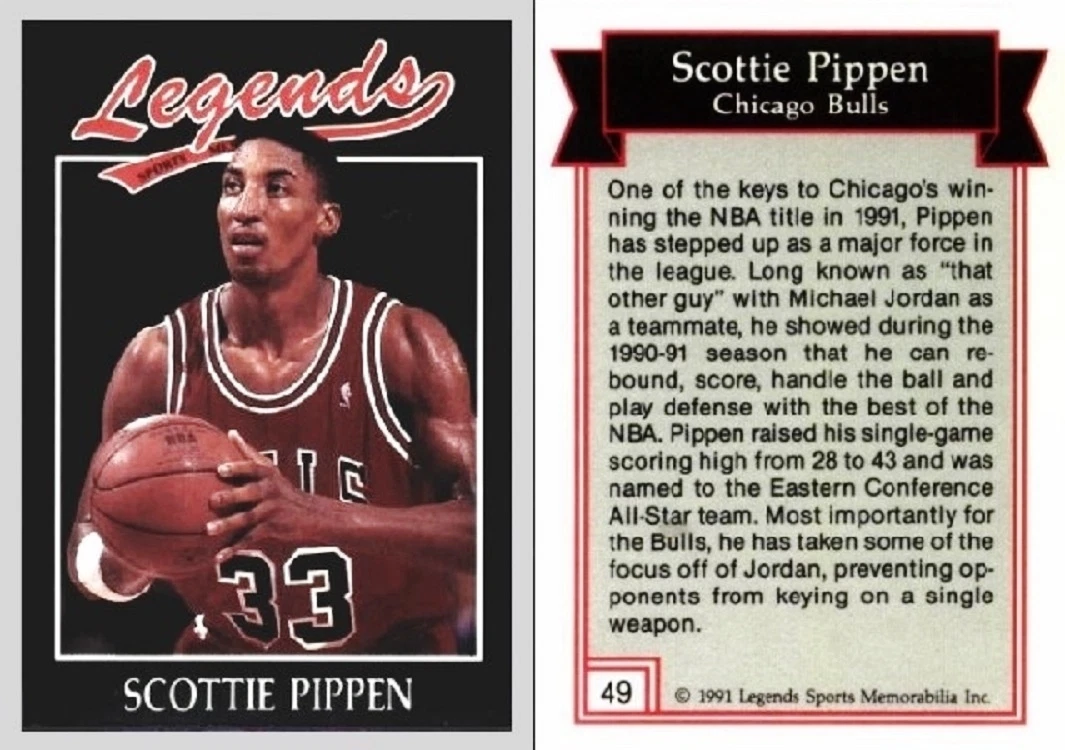 1991 Legends Scottie Pippen #49 - Chicago Bulls - NEAR MINT | eBay
