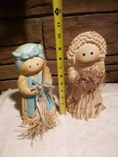 2 Old Ceramic Mop Dolls That Will Need Some Cleaning. Sitting On shelf A While.
