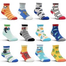 Toddler Boys Socks with Grips Kids Non Slip Grippers Socks 12 Pairs Lovely As...