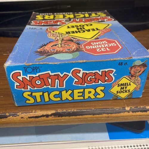 Vintage 1986 Topps Snotty Signs Stickers Sealed Box 48 Ct. Open Box Complete - Picture 5 of 8