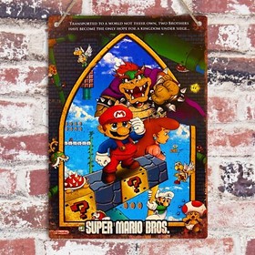 SUPER MARIO BROS POSTER ART Print on Metal Tin Sign Retro Gaming Arcade 8bit NES