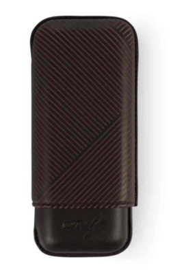 Davidoff Brown Leather Leaf Pattern Double Cigar Case / Pouch 105585