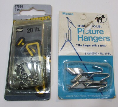 New Vintage USA Picture Hangers 8 Anchor Wire Corp. and 3 Moore Push Pin Co