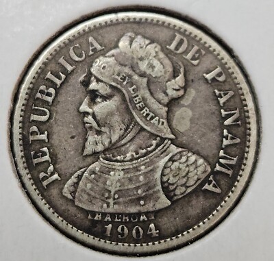 1904 Panama 5 Centesimos KM #2 .900 Silver Balboa [045PIB]