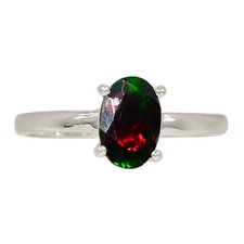 Faceted Treated Chalama Black Opal 925 Silver Ring Jewelry s.7 ALLR-29673