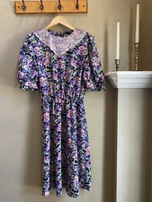 Vintage Floral Blondie And Me Lace Collar Dress Sz 7 Grandma Cottage Core