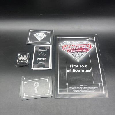 Monopoly Millionaire Game Deed,Fortune, Chance & Lifestyle Card W/ Instructions