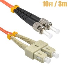 10FT 3M ST to SC Duplex Multi Mode 62.5/125 Fiber Optic Optical Patch Cable Cord