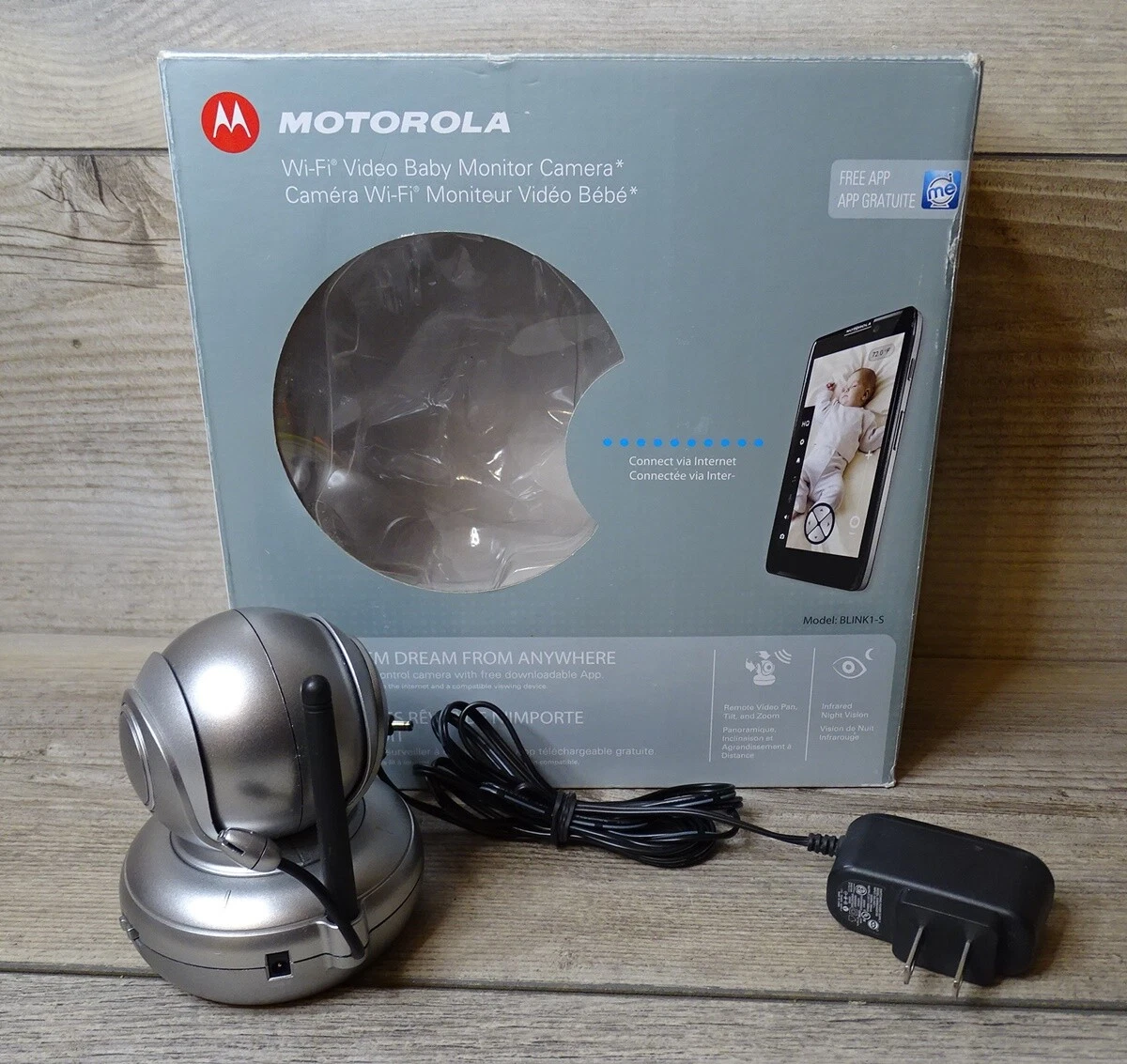 Motorola Wi-Fi Baby Monitor Camera Blink 1-S App View Remotely Silver